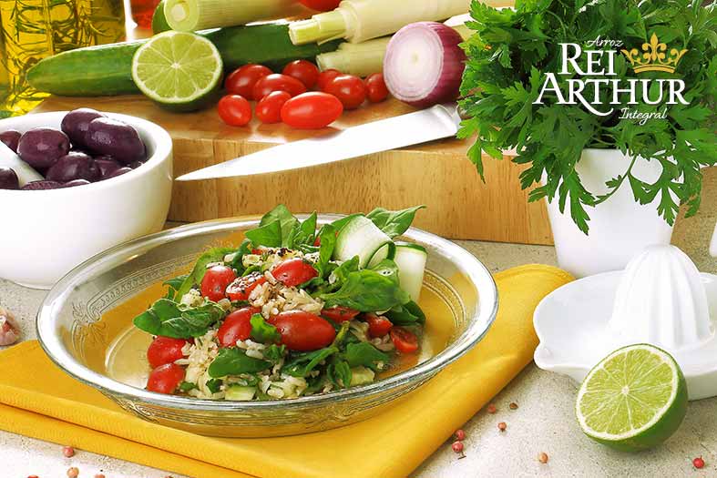 Receita Salada de arroz integral com espinafre