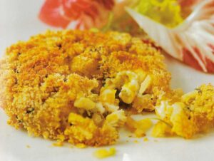 Bolo de risotto com manga lima e queijo