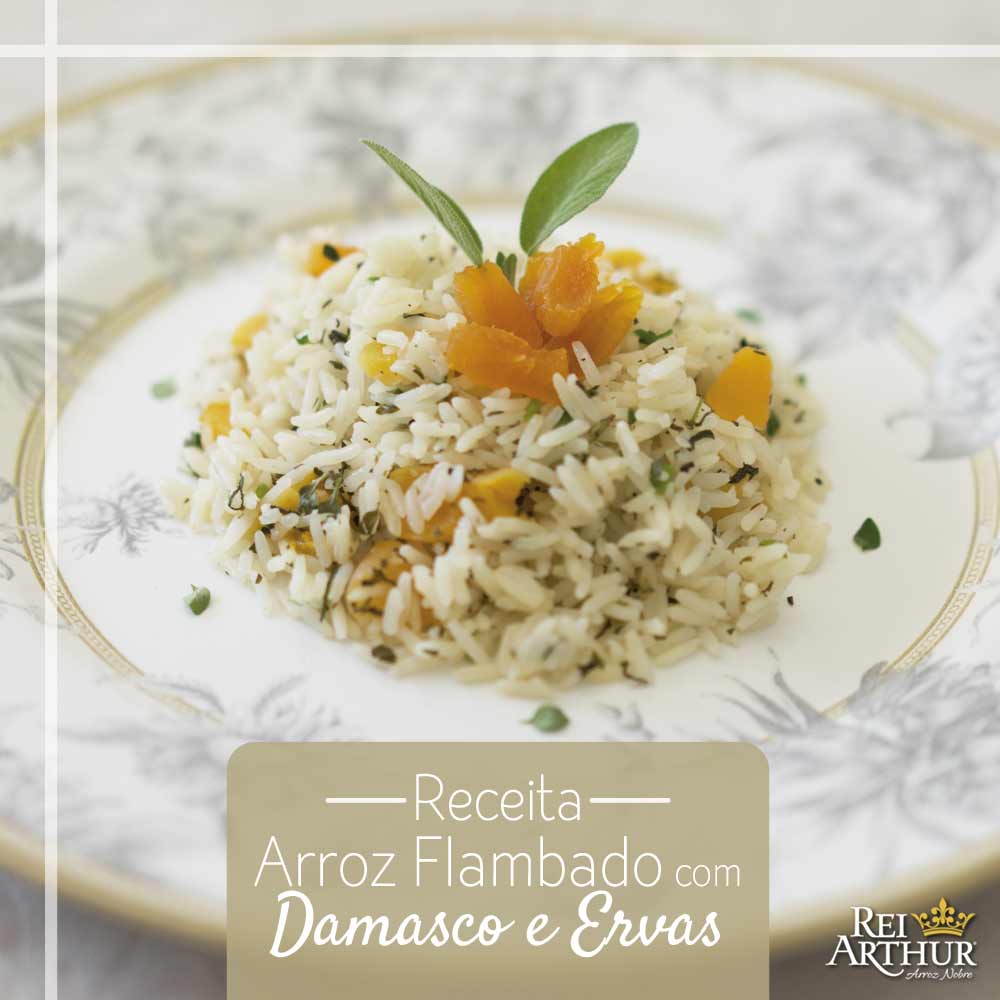 Receita de Arroz Flambado com Damasco e Ervas Receita de Arroz Flambado com damasco e ervas